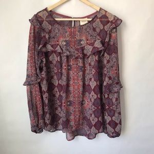 Knox Rose Ruffle Boho Peasant Blouse